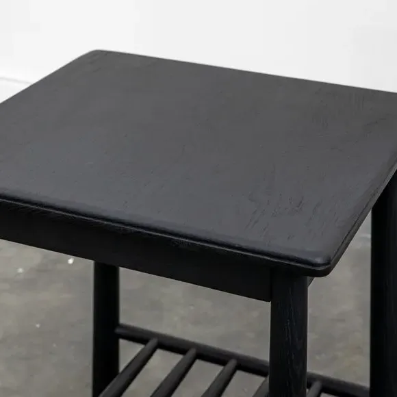 Side Table with Shelf - Black, Oak
