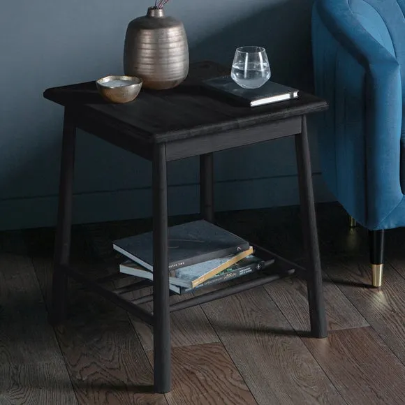 Side Table with Shelf - Black, Oak image