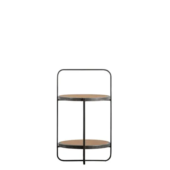 Side Table with Shelf - Light Wood, Metal