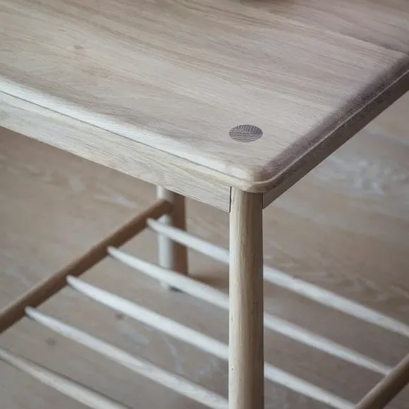 Side Table with Shelf - Natural, Oak