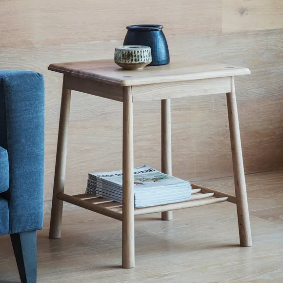 Side Table with Shelf - Natural, Oak