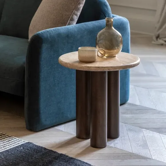 Side Table with Stone Top - Brown, Mango Wood image