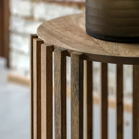 Side Table with Storage - Natural, Acacia Wood