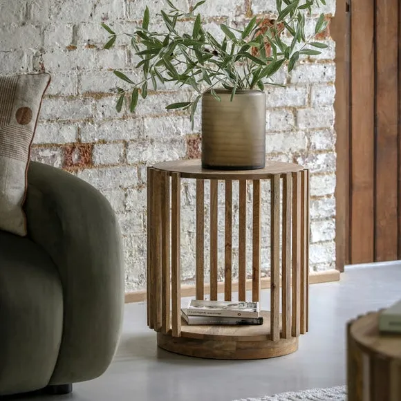 Side Table with Storage - Natural, Acacia Wood image