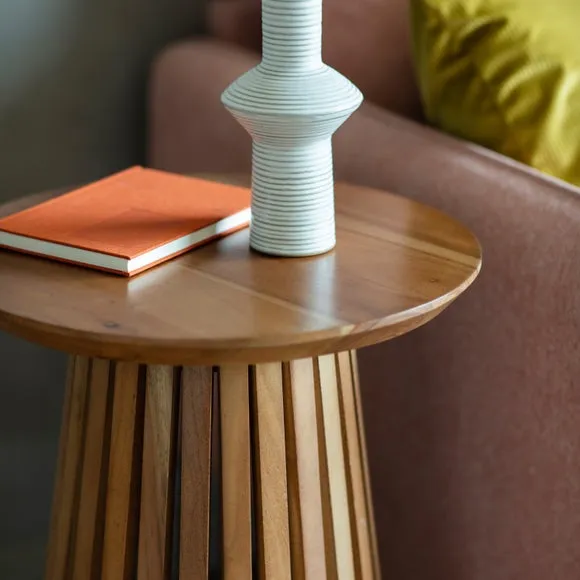 Slatted Side Table - Natural, Acacia Wood