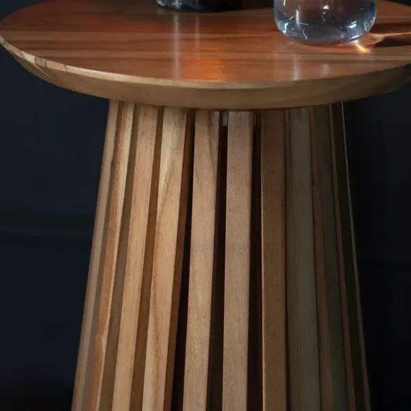 Slatted Side Table - Natural, Acacia Wood