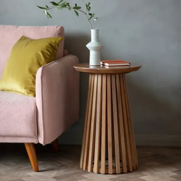 Slatted Side Table - Natural, Acacia Wood image