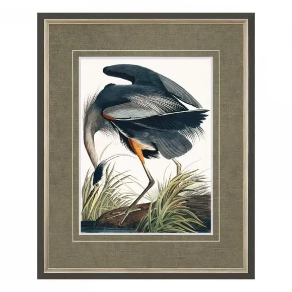 Small Framed Print with Heron Art - Multicolor