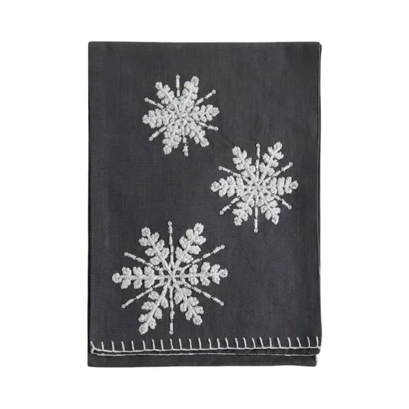 Snowflake Table Runner - Charcoal, Embroidered
