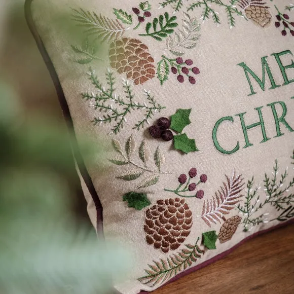 Square Christmas Cushion - Natural