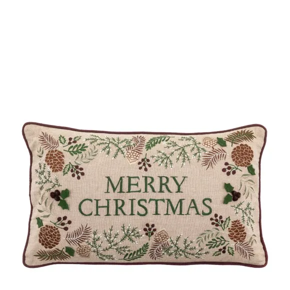 Square Christmas Cushion - Natural