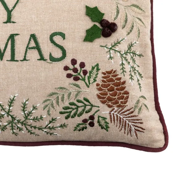 Square Christmas Cushion - Natural