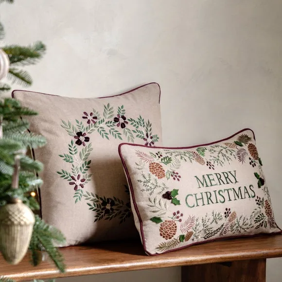 Square Christmas Cushion - Natural