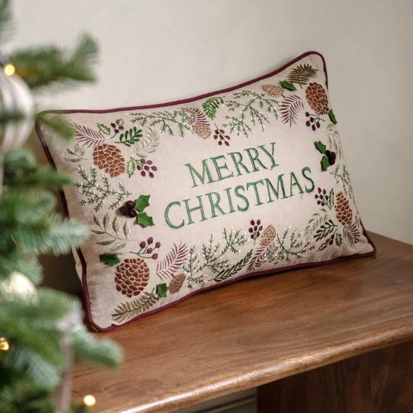 Square Christmas Cushion - Natural