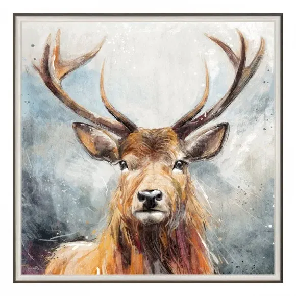 Square Framed Canvas Art - Brown, Watercolor