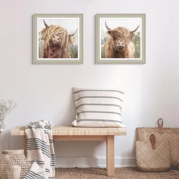 Square Framed Print - Brown, Cow Design
