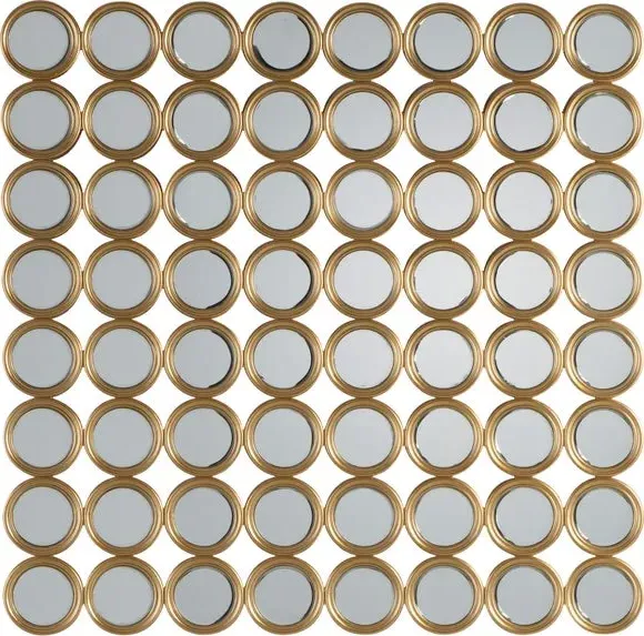 Square Wall Mirror with Circles - Gold