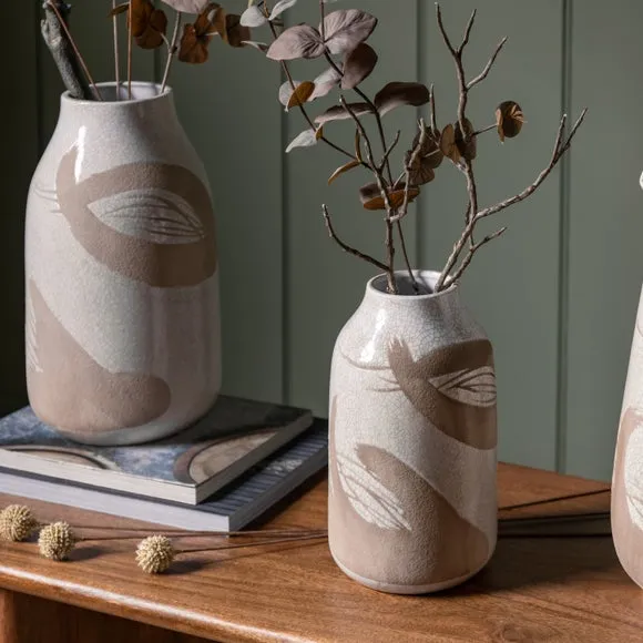 Striped Vase with Crackle Glaze - White, Stoneware