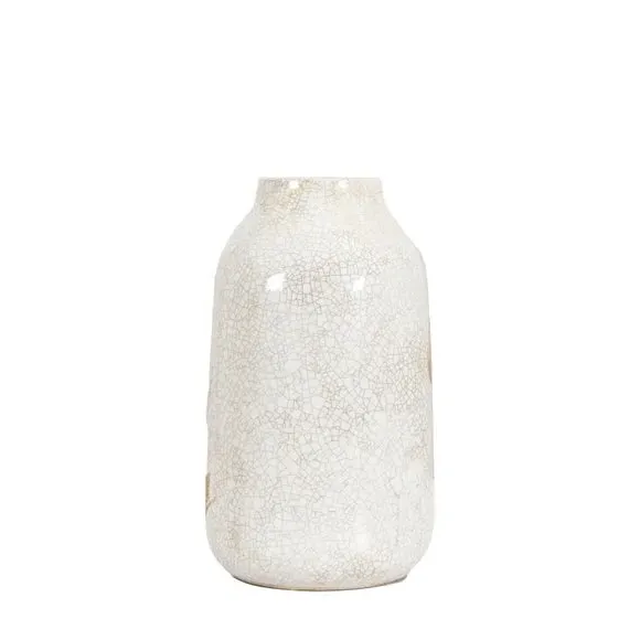 Striped Vase with Crackle Glaze - White, Stoneware