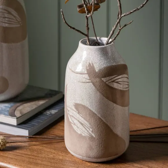 Striped Vase with Crackle Glaze - White, Stoneware image
