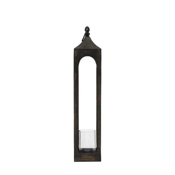 Tall Lantern Candle Holder - Black, Metal