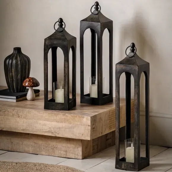 Tall Lantern Candle Holder - Black, Metal image