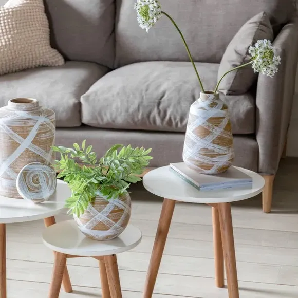 Tall Vase Hand Painted - Brown, Stoneware