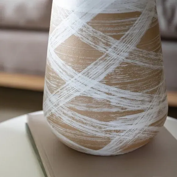 Tall Vase Hand Painted - Brown, Stoneware