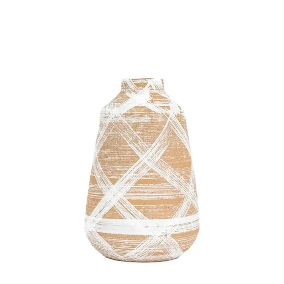 Tall Vase Hand Painted - Brown, Stoneware