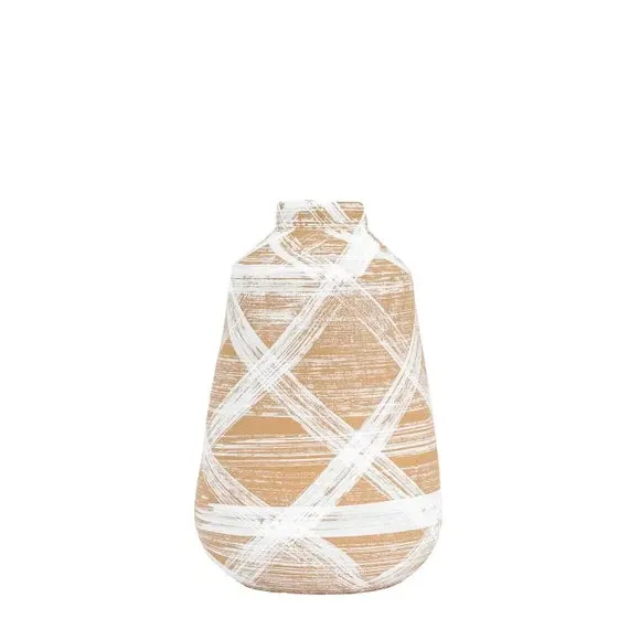 Tall Vase Hand Painted - Brown, Stoneware