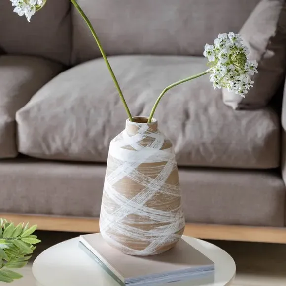 Tall Vase Hand Painted - Brown, Stoneware image
