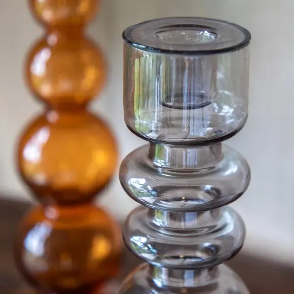 Taper Candlestick Holder - Blue, Glass