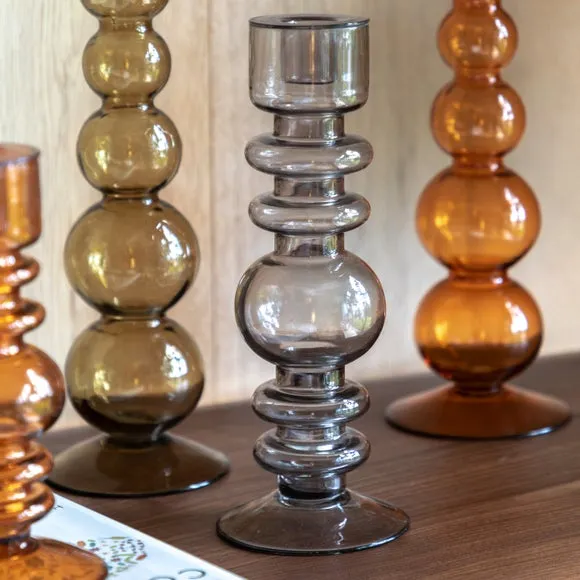 Taper Candlestick Holder - Blue, Glass