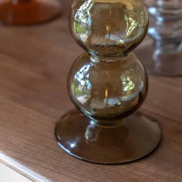 Taper Candlestick Holder - Green, Glass