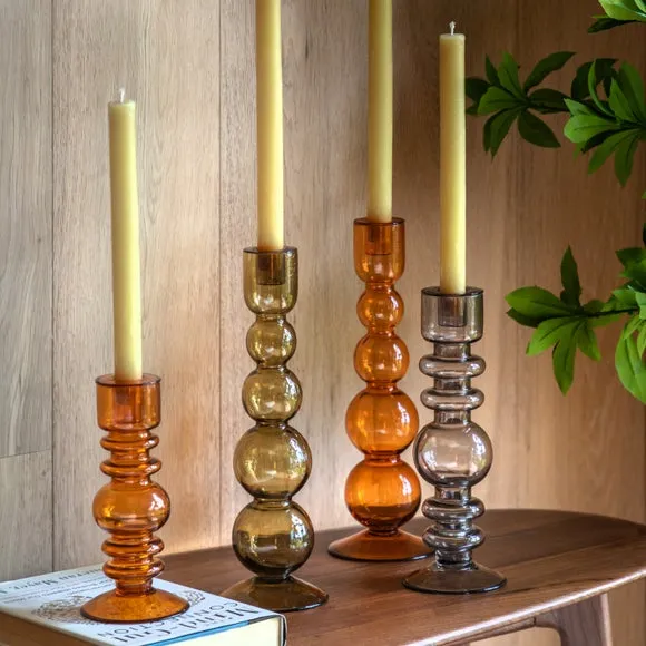 Taper Candlestick Holder - Green, Glass
