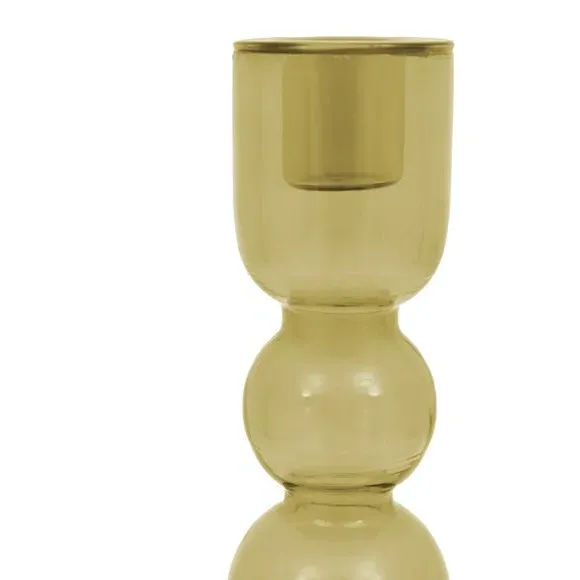 Taper Candlestick Holder - Green, Glass
