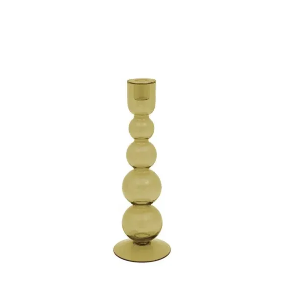 Taper Candlestick Holder - Green, Glass
