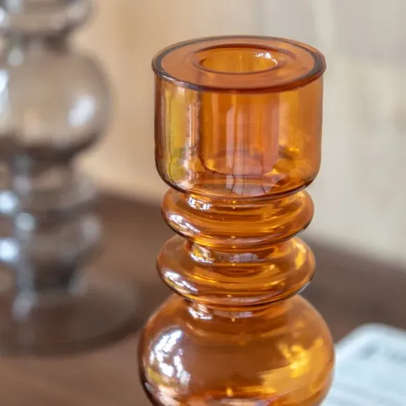 Taper Candlestick Holder - Orange, Glass