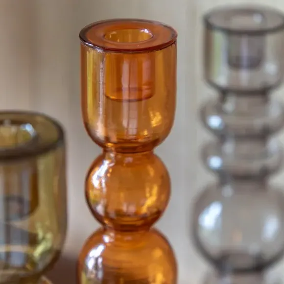 Taper Candlestick Holder - Orange, Glass