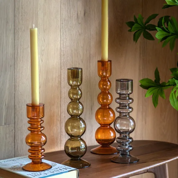 Taper Candlestick Holder - Orange, Glass