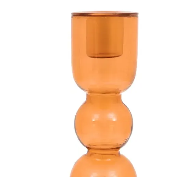 Taper Candlestick Holder - Orange, Glass