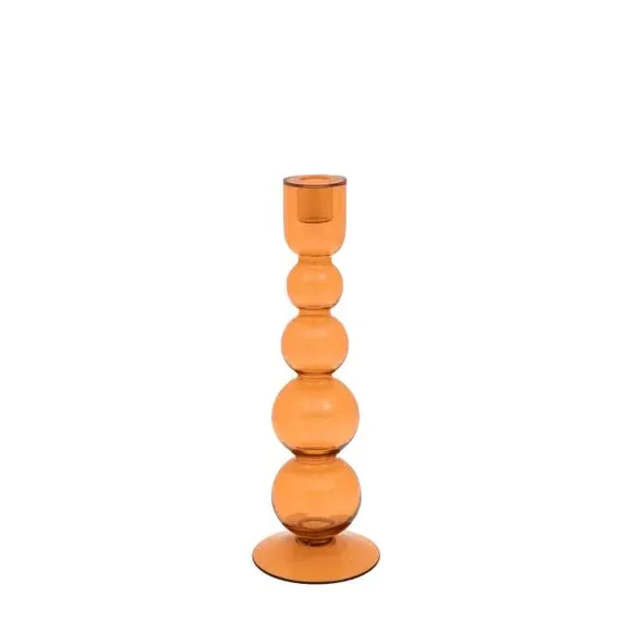 Taper Candlestick Holder - Orange, Glass