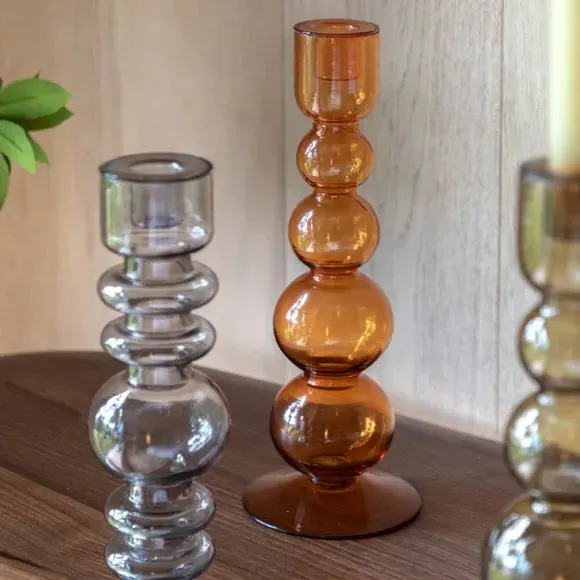 Taper Candlestick Holder - Orange, Glass
