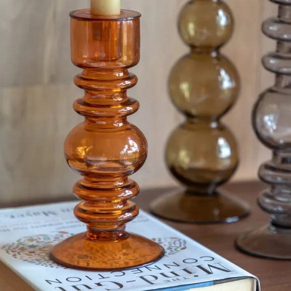 Taper Candlestick Holder - Orange, Glass image