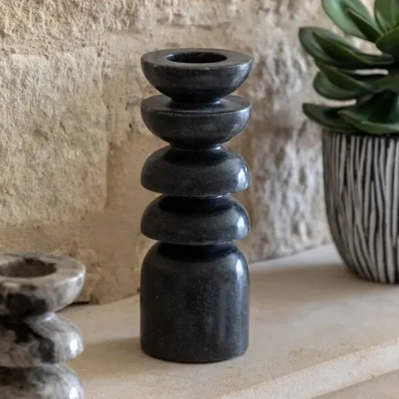 Tealight Candlestick Holder - Grey, Marble image
