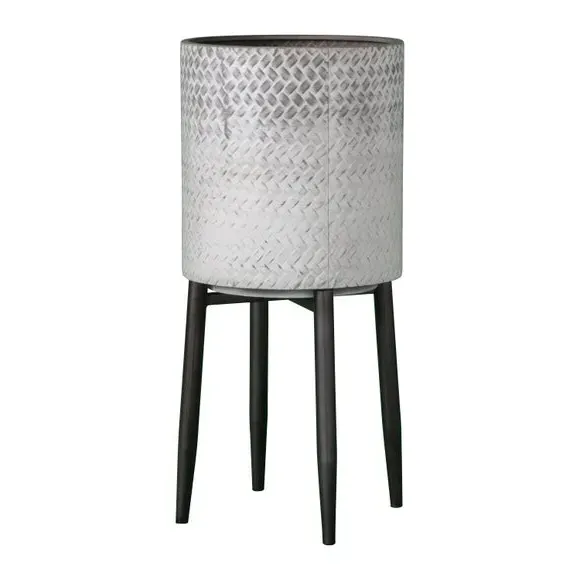 Textured Plant Pot Stand - White, Metal