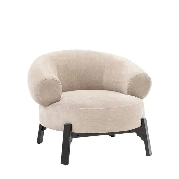 Tub Armchair with Curved Back - Cream