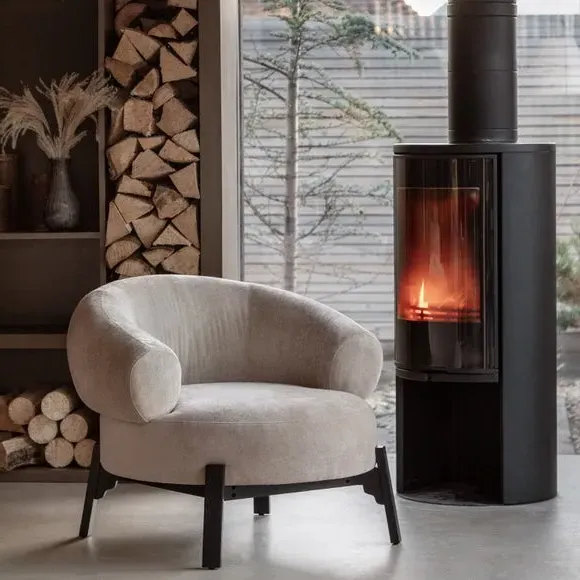 Tub Armchair with Curved Back - Cream