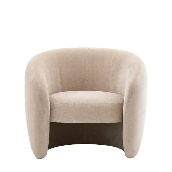 Tub Chair with Curved Back - Cream, Fabric