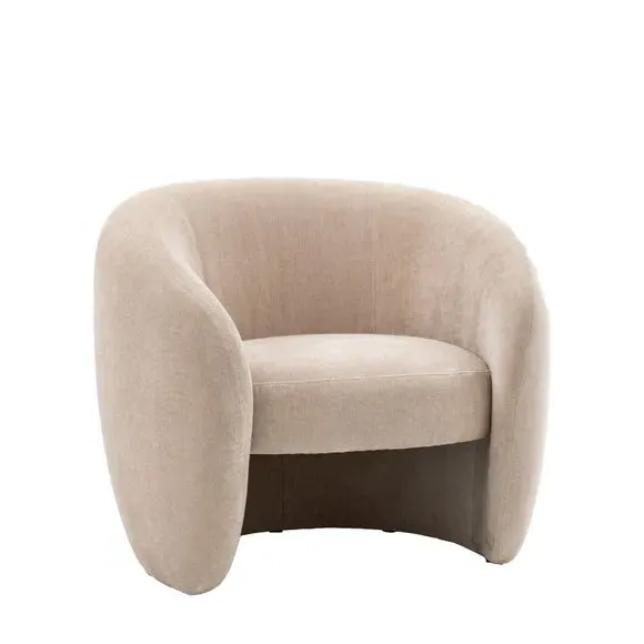 Tub Chair with Curved Back - Cream, Fabric